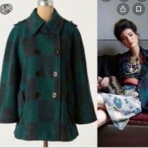 Anthropologie Wool Buffalo Plaid Cape - Size S